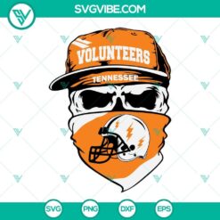 Tennessee Volunteers skull SVG with football design, download files in PNG and DXF formats. Perfect for Volunteers fans.