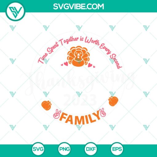Thanksgiving 2023 Family SVG EPS PNG DXF Cut Files for crafts, featuring festive holiday designs for digital crafting projects.