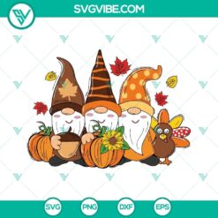 Thanksgiving gnomes, pumpkins, and turkey SVG download with fall gnome design. Perfect for autumn crafts and decor.
