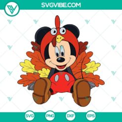 Thanksgiving Mickey Mouse Turkey SVG, PNG, DXF, EPS file for instant download. Perfect for holiday crafts and decorations.