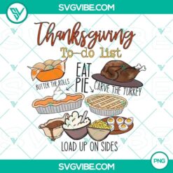 Thanksgiving to do list with pie and turkey PNG images for designs.