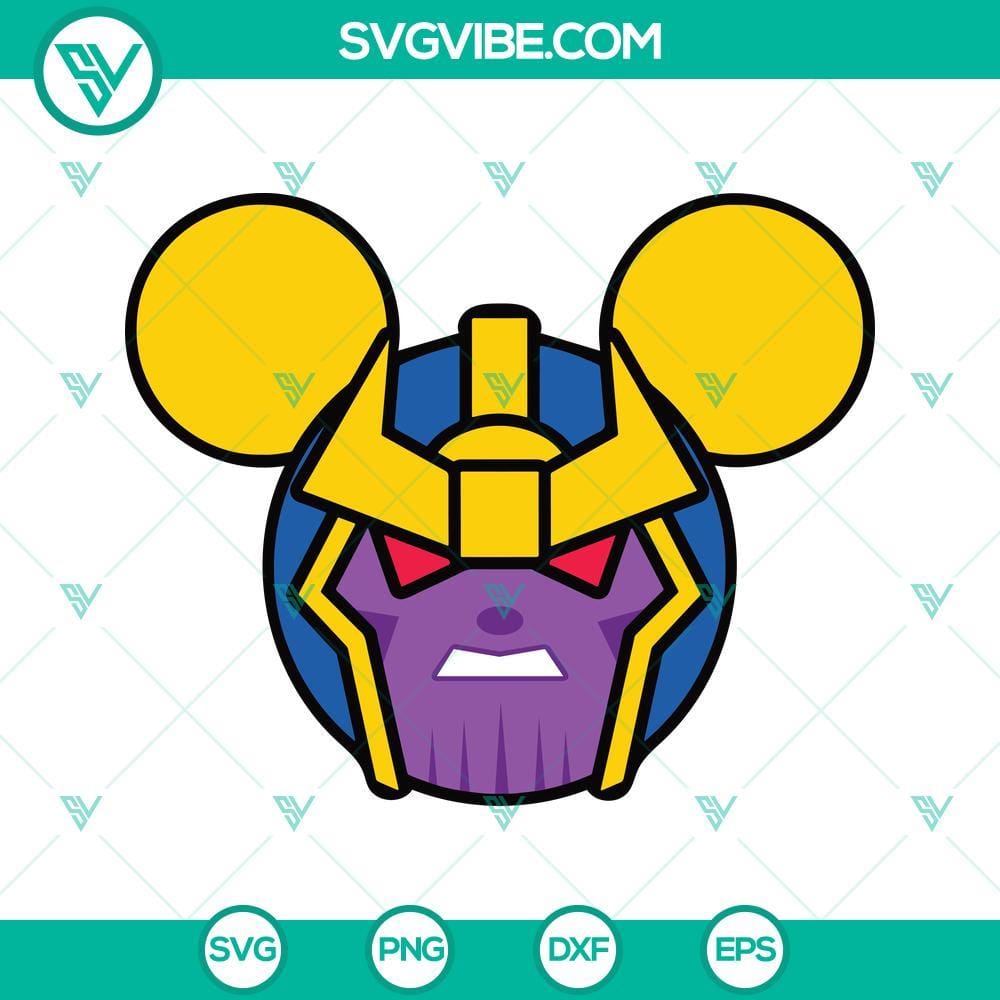 Thanos Mickey Mouse Ears SVG Files, Marvel Avengers Endgame SVG File Thanos Mickey Mouse Ears SVG Files, Marvel Avengers Endgame design for DIY projects and crafts with superheroes theme.