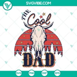 Cool Dad Bull Skull SVG design with a retro Western theme, perfect for Father's Day. Funny and unique dad SVG image.