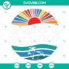 Inclusive SVG files with retro rainbow sunset design for LGBT Pride, digital download.