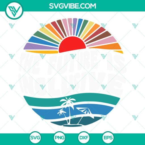 Inclusive SVG files with retro rainbow sunset design for LGBT Pride, digital download.