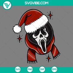 Ghost Face Santa Claus SVG design for Scream Christmas - PNG, EPS, DXF files - perfect for holiday crafts and projects.