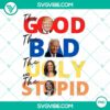 The Good The Bad The Ugly The Stupid PNG Images featuring a funny Donald Trump illustration, available for digital download. Ideal for humor websites.