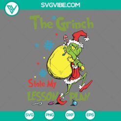 Grinch stole lesson plan vintage SVG design, perfect for Christmas crafts and projects.