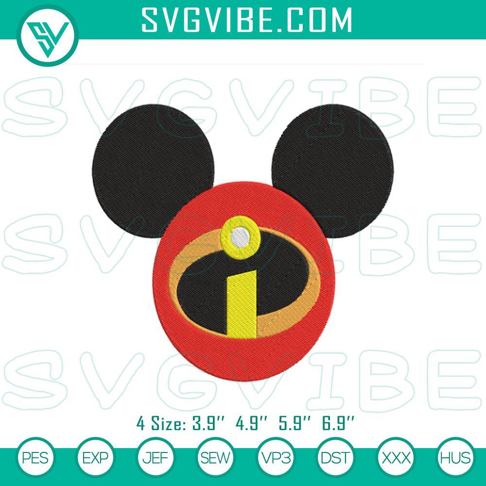 The Incredibles Mickey Ears Embroidery Designs, Disney Movie Embroidery Files Disney Incredibles Mickey Ears embroidery designs, featuring superhero patterns for a digital product.