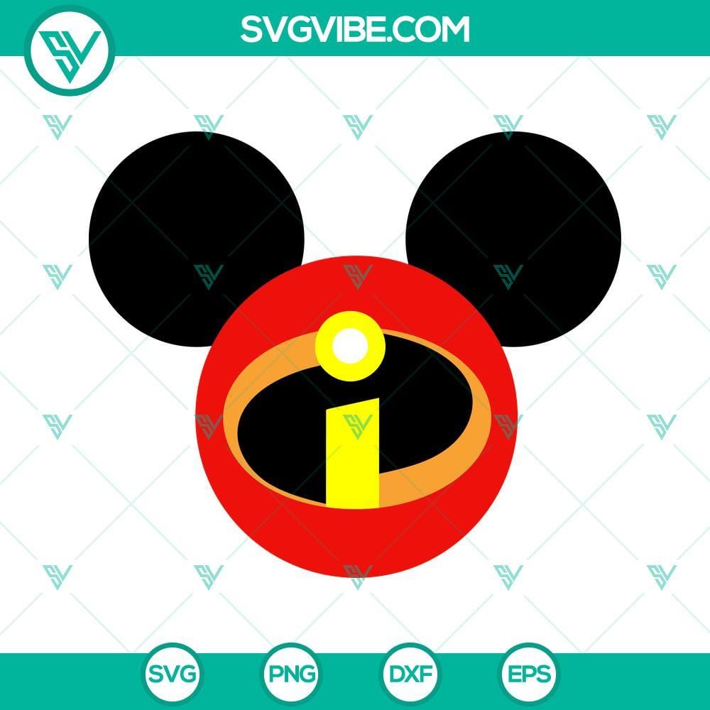 The Incredibles Mickey Ears SVG PNG DXF EPS Digital Download Incredibles themed Mickey Mouse ears SVG, PNG, DXF, EPS digital download - ideal for Disney fans.