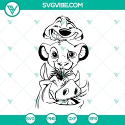 SVG download of Lion King characters Timon, Simba, and Pumbaa, with Lion King SVG files included. Ideal for Disney fans.