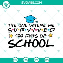 Funny 100 days of school SVG design featuring "Survived 100 Days" theme, perfect for celebrating 100th day of school milestone. Great for school-themed crafts.