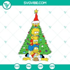 Simpsons-themed Christmas tree silhouette design, available in SVG and PNG files for download.