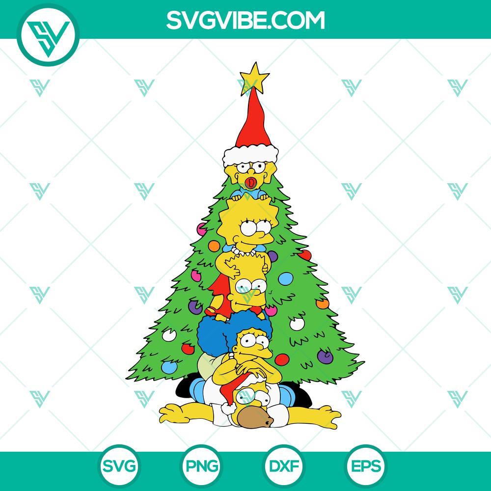 The Simpsons Christmas Tree SVG PNG Files Simpsons-themed Christmas tree silhouette design, available in SVG and PNG files for download.