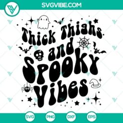 Thick Thighs And Spooky Vibes Halloween SVG Bundle with Halloween-themed designs for download.