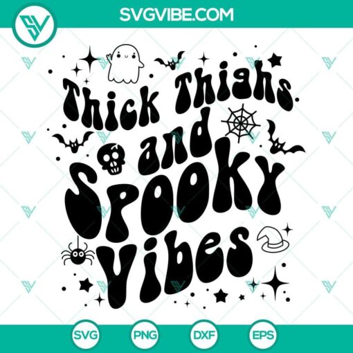 Thick Thighs And Spooky Vibes Halloween SVG Bundle with Halloween-themed designs for download.