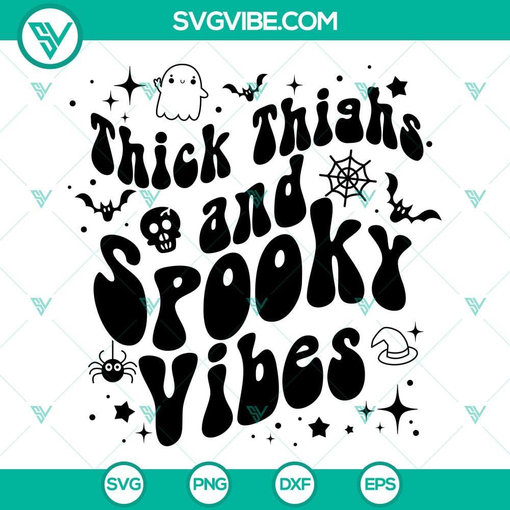 Thick Thighs And Spooky Vibes SVG File Bundle, Halloween Spooky SVG Download Thick Thighs And Spooky Vibes Halloween SVG Bundle with Halloween-themed designs for download.