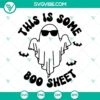 Halloween-themed SVG download: "This Is Some Boo Sheet" design for crafts and décor. Spooky ghost and punny phrase. Perfect for DIY projects.