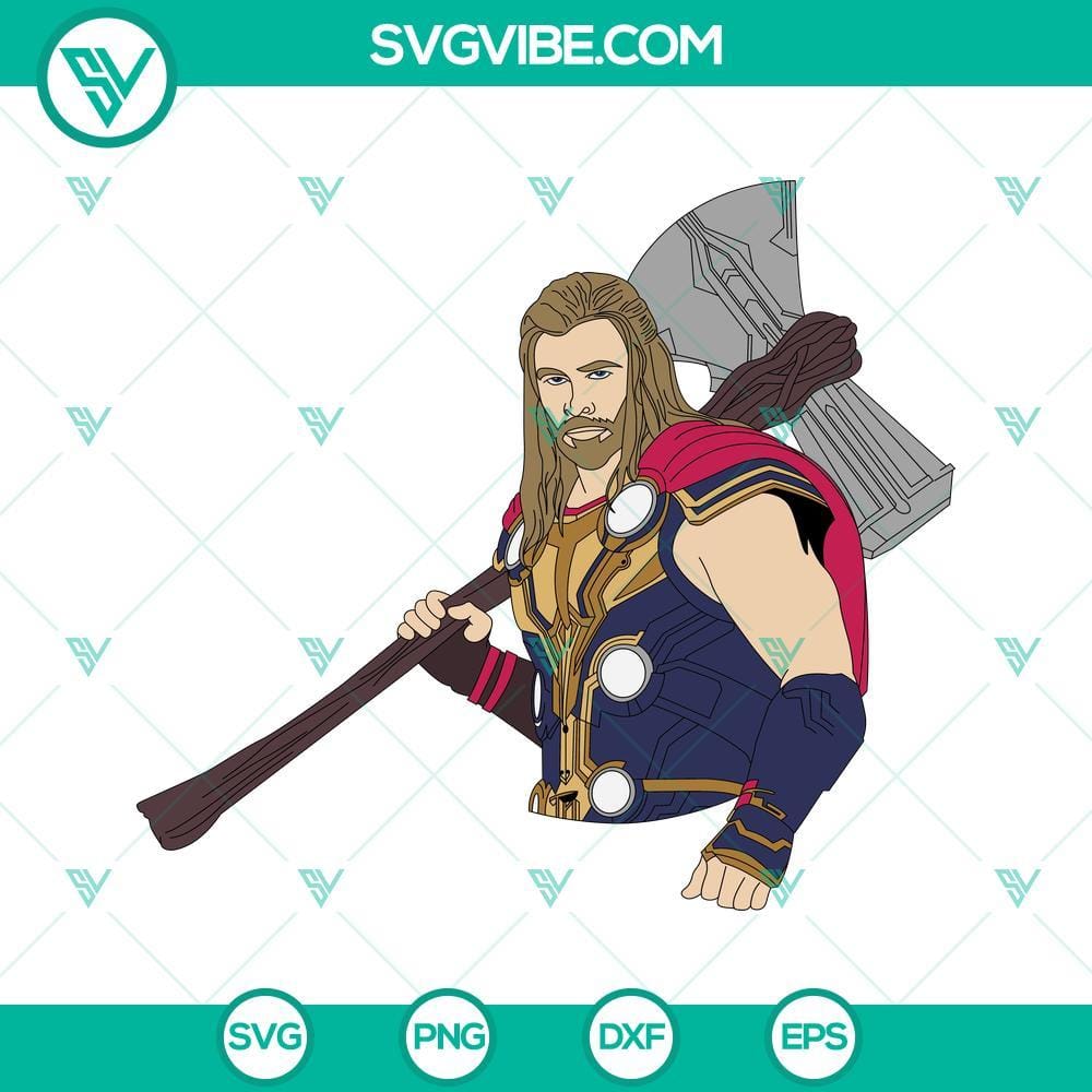 Thor Love And Thunder SVG File Bundle, Thor 2022 SVG Images, Thor Love And Thor Love and Thunder SVG file bundle with Thor 2022 cartoon images in various poses and designs. Perfect for fans of the superhero movie.