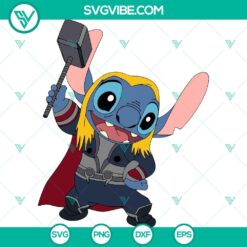 Thor Stitch superhero Marvel character design in SVG format with Avenger theme, available for download as PNG, EPS, and DXF files.