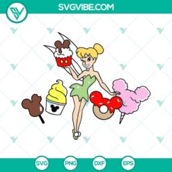 Tinkerbell Disneyland snacks SVG for Cricut and Silhouette, includes PNG, DXF, EPS files. Ideal for crafting Disney-inspired projects.