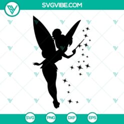 Tinkerbell silhouette vector clipart in SVG, PNG, DXF, and EPS formats for crafting projects.