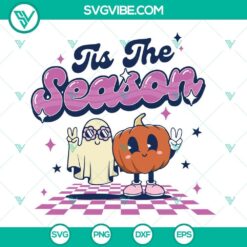 Halloween themed SVG file with ghost and pumpkin design, perfect for crafting. Great for DIY projects and seasonal decorations.