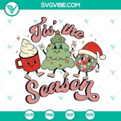 Retro Christmas SVG designs featuring a Christmas tree and a cup of hot cocoa, perfect for holiday crafting projects.