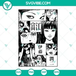 Tomie anime SVG images set for Silhouette and clipart - DXF, EPS, PNG vector designs on white background.