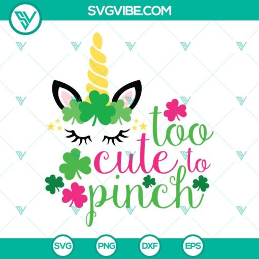 St. Patrick's Day SVG images featuring lucky unicorns and Irish kids, too cute to pinch. Perfect for crafting projects.