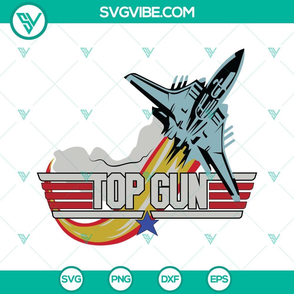 Top Gun SVG PNG DXF EPS Cricut Top Gun SVG file for Cricut, featuring iconic fighter jet silhouette in various formats for crafting.