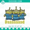 Toy Story aliens dad embroidery design, perfect for Father's Day projects. Funny Pixar file for crafting. Great for dad gifts.