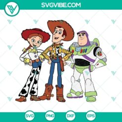 Toy Story SVG download with Buzz, Woody, and Jessie characters. Perfect for fans of Toy Story movies. Get your SVG files now!