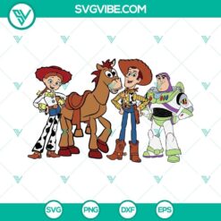 Toy Story characters SVG and PNG files, featuring Woody, Buzz Lightyear, and friends. Perfect for crafting projects.