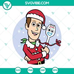 Toy Story Woody and Forky Christmas SVG download with PNG, DXF, EPS cut file. Festive holiday design for crafts, perfect for Disney fans.