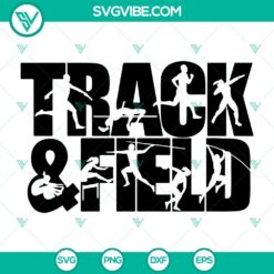 Track and field sports design bundle with SVG, Cricut, PNG, DXF, and EPS files for digital crafting.