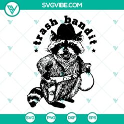 Trash Bandit SVG design of a Funny Raccoon, ideal for download as PNG, DXF, EPS files. Great for crafting projects and digital printing.