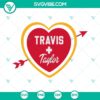 Taylor Swift and Travis Kelce collaboration SVG design with both artists' names intertwined, ideal for fan merchandise and creative projects.