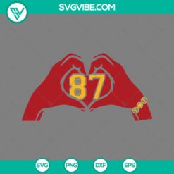 Travis Kelce and Taylor Swift heart hands SVG design for download.