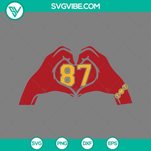 Travis Kelce and Taylor Swift heart hands SVG design for download.