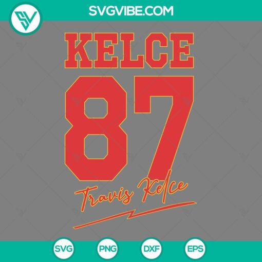 Travis Kelce 87 NFL football player SVG cut file for download, perfect for DIY projects and fans.
