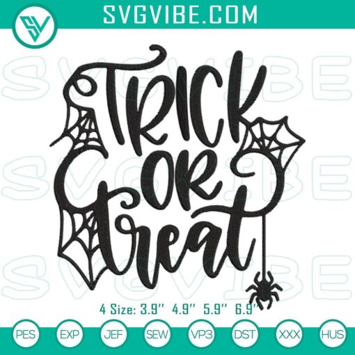 Halloween Trick Or Treat Machine Embroidery design from Spooky Collection, perfect for spooky season crafts.