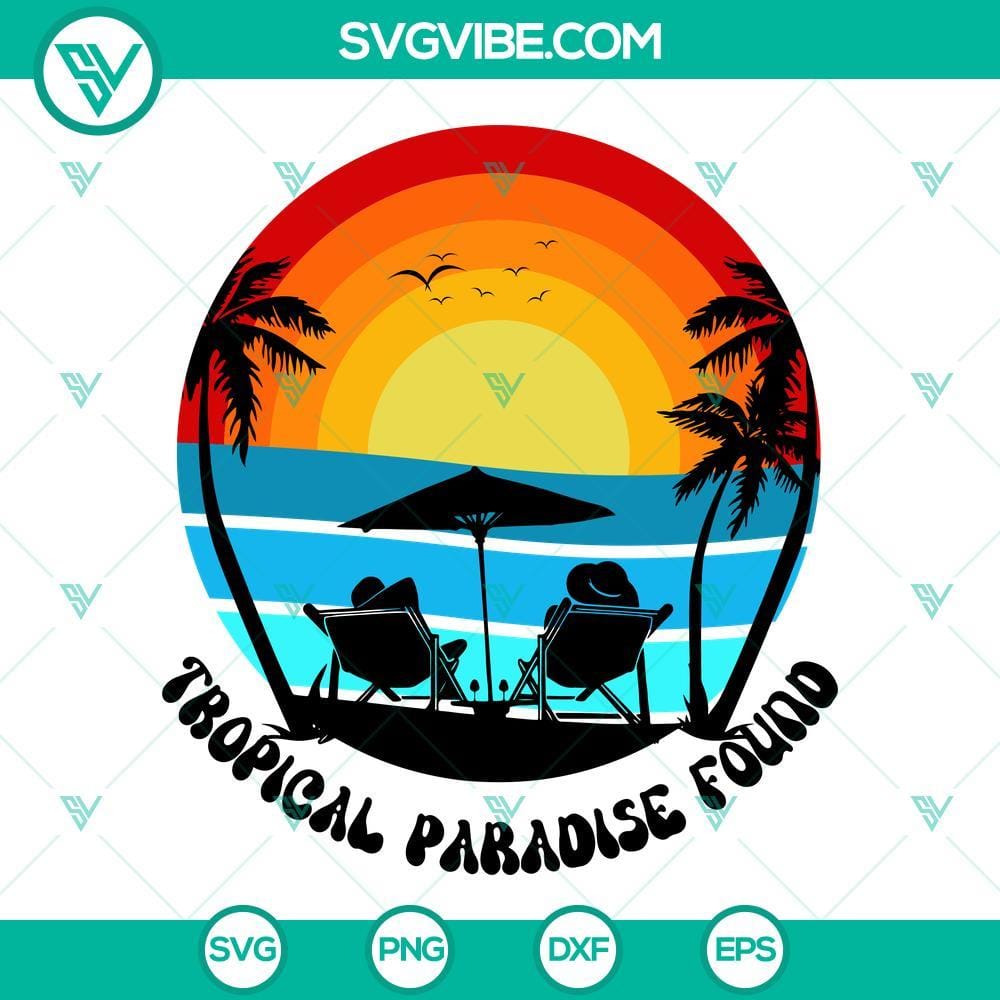tropical-paradise-found-svg-hawaii-svg-retro-sunset-svg-summer-beach-vacation-svg-png-dxf-eps-7-mockup.jpg Tropical Paradise Found SVG with Hawaii vibe, Retro Sunset design, and Summer theme for download.