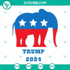 Trump 2024 Republican Elephant SVG design with "Take America Back" text, patriotic and GOP themed image for 2024 election campaigns.