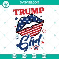 Trump Girl USA Flag Lips SVG files for download. Trump 2024 and American Women designs. Ideal for patriotic projects.