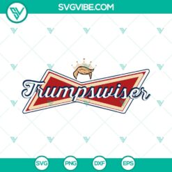 Trump Budweiser parody SVG files with Trump caricature holding a beer, perfect for crafting and funny designs, available in PNG format.