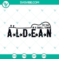 Small Town Aldean SVG file with country music design featuring a guitar. Perfect for DIY projects and country music lovers.