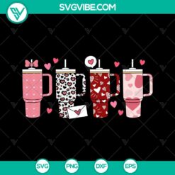 Valentine's Day themed SVG file for tumbler cup with candy hearts and leopard print design. Perfect for DIY crafting projects.