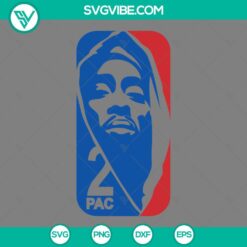 Tupac NBA logo SVG file with rapper 2pac design in PNG, EPS, and DXF formats, ideal for digital projects.