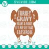 Turkey gravy beans rolls embroidery design with humorous Thanksgiving food theme, perfect for festive DIY projects.